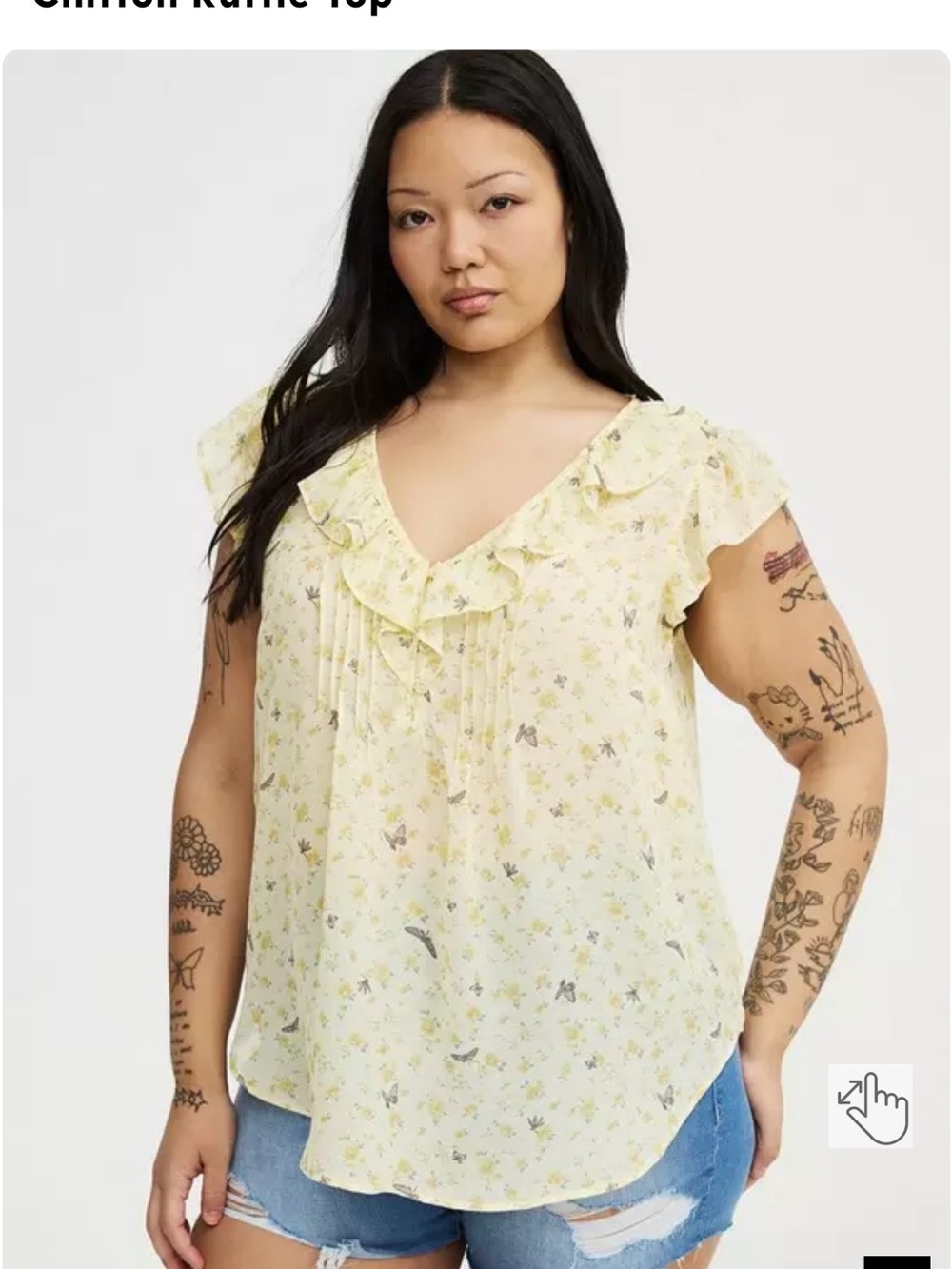torrid NWT Light Blue Floral Ruffle Sleeve Top - Picture 10 of 10